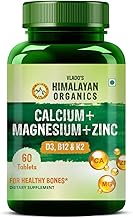 Vlado’s Himalayan Organics Calcium Magnesium Zinc Vitamin D3, B12 & K- 60 Vegetarian Tablets I Supplement for Women and Men, For Bone Health & Joint Support