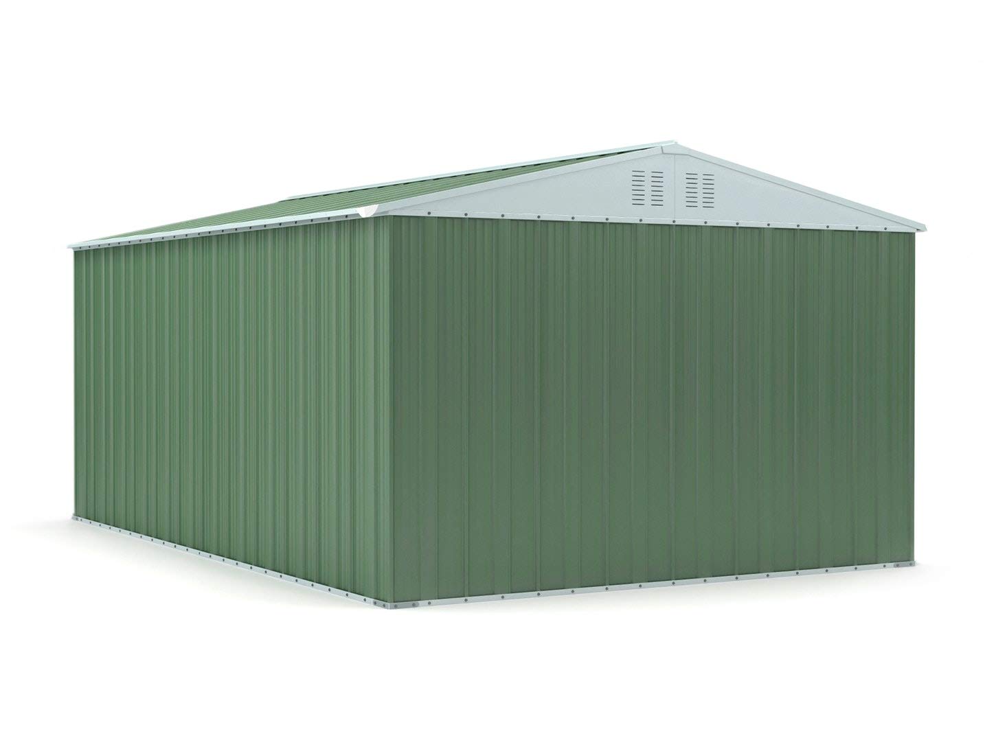 Box in Acciaio Zincato Casetta da Giardino in Lamiera 3.27 x 4.59 m x h2.17 m - 201 KG – 15,01 metri quadri (Verde)