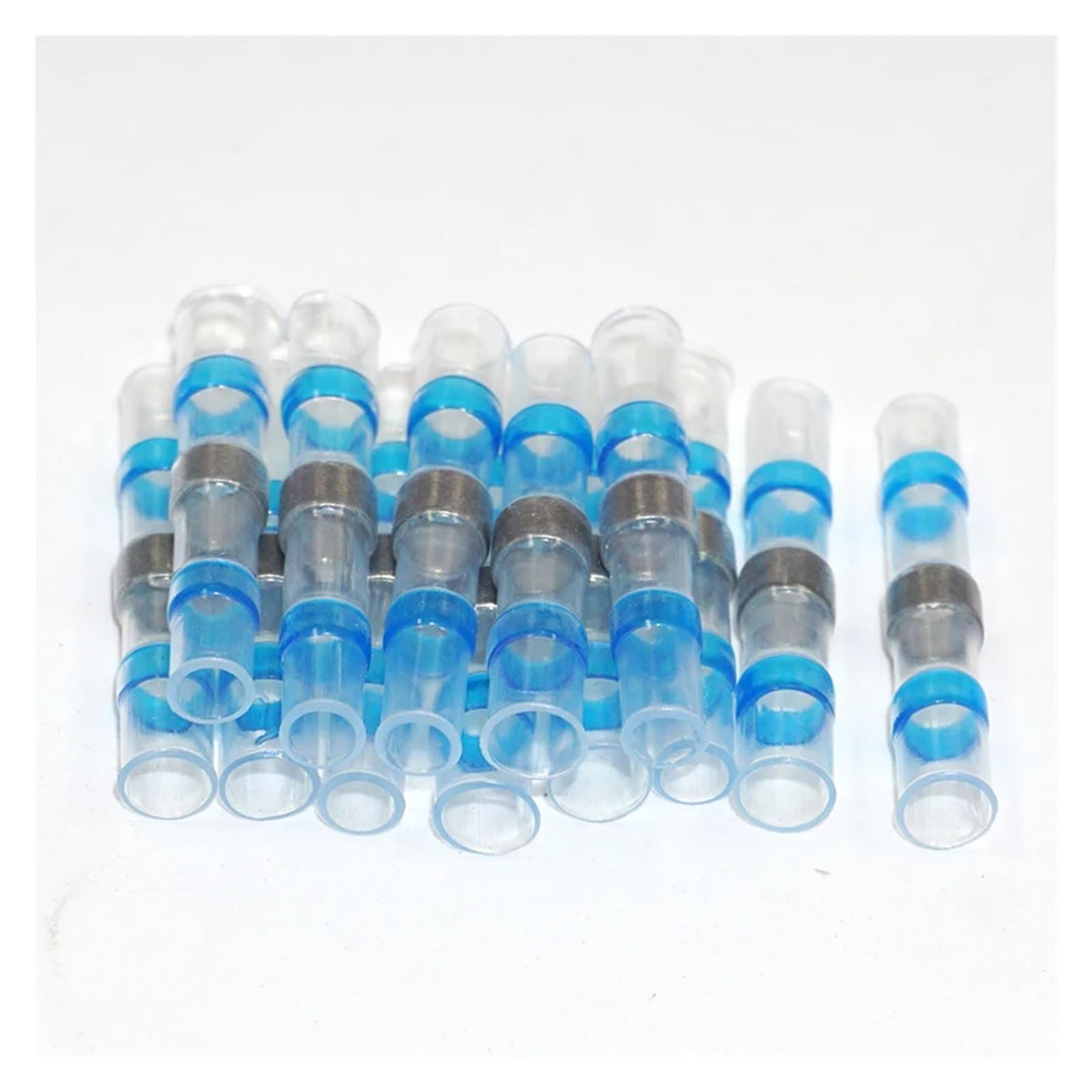 ZDVHOMCB 100x Blue AWG 16-14 GA Heat Shrink Solder Splice Butt Terminal Connector Heatshrink No Crimp