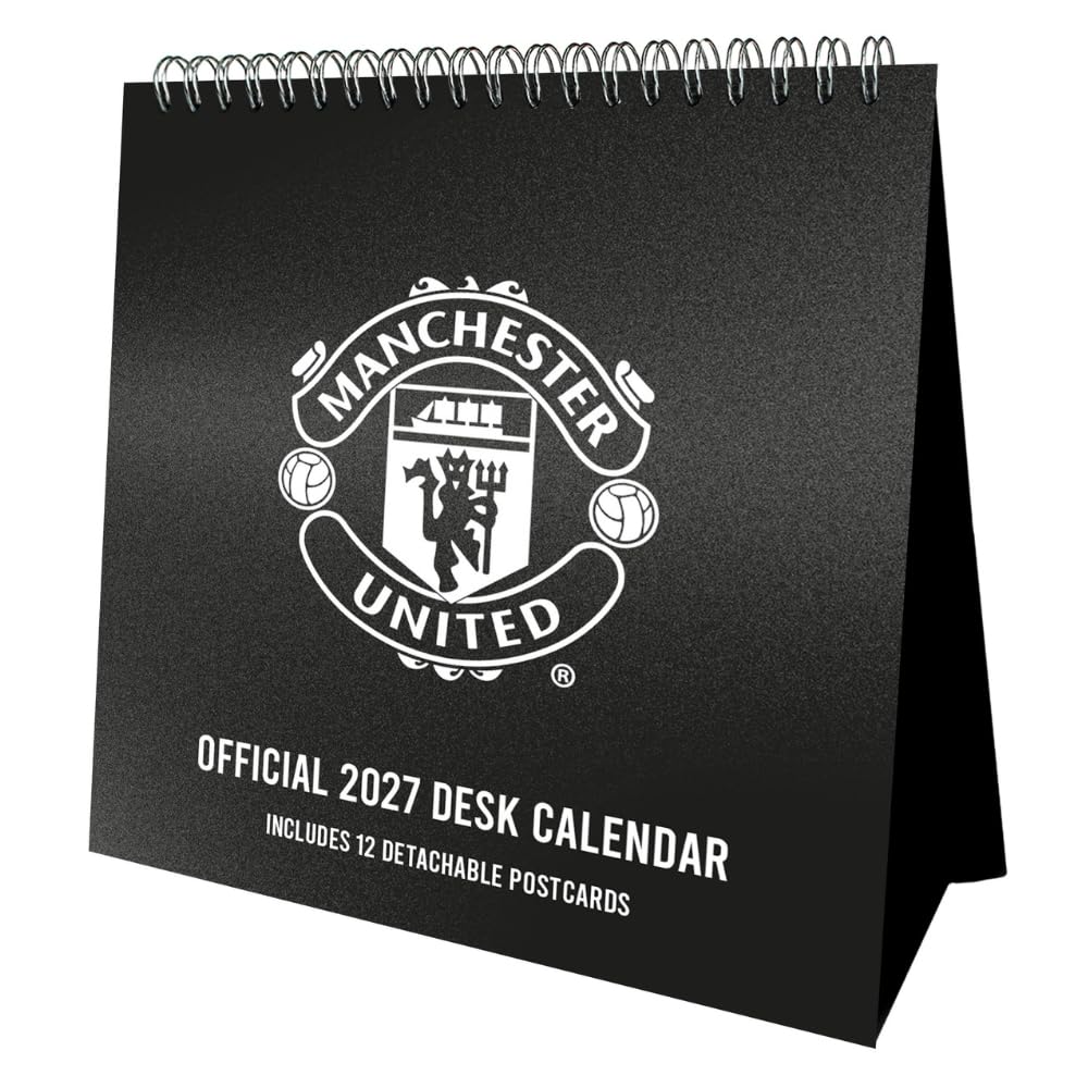 Manchester United FC 2027 Desk Easel Calendar Official Licensed Football Club Calendar, Postcard-Style Pages, Iconic Man United Imagery & Club Moments, Compact Desktop Display, Gift for Fans