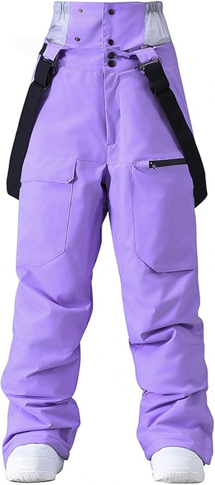 GEMYSE Geïsoleerde waterdichte ski-slabbetjes voor dames winter snowboardbroek, Zwart C, S