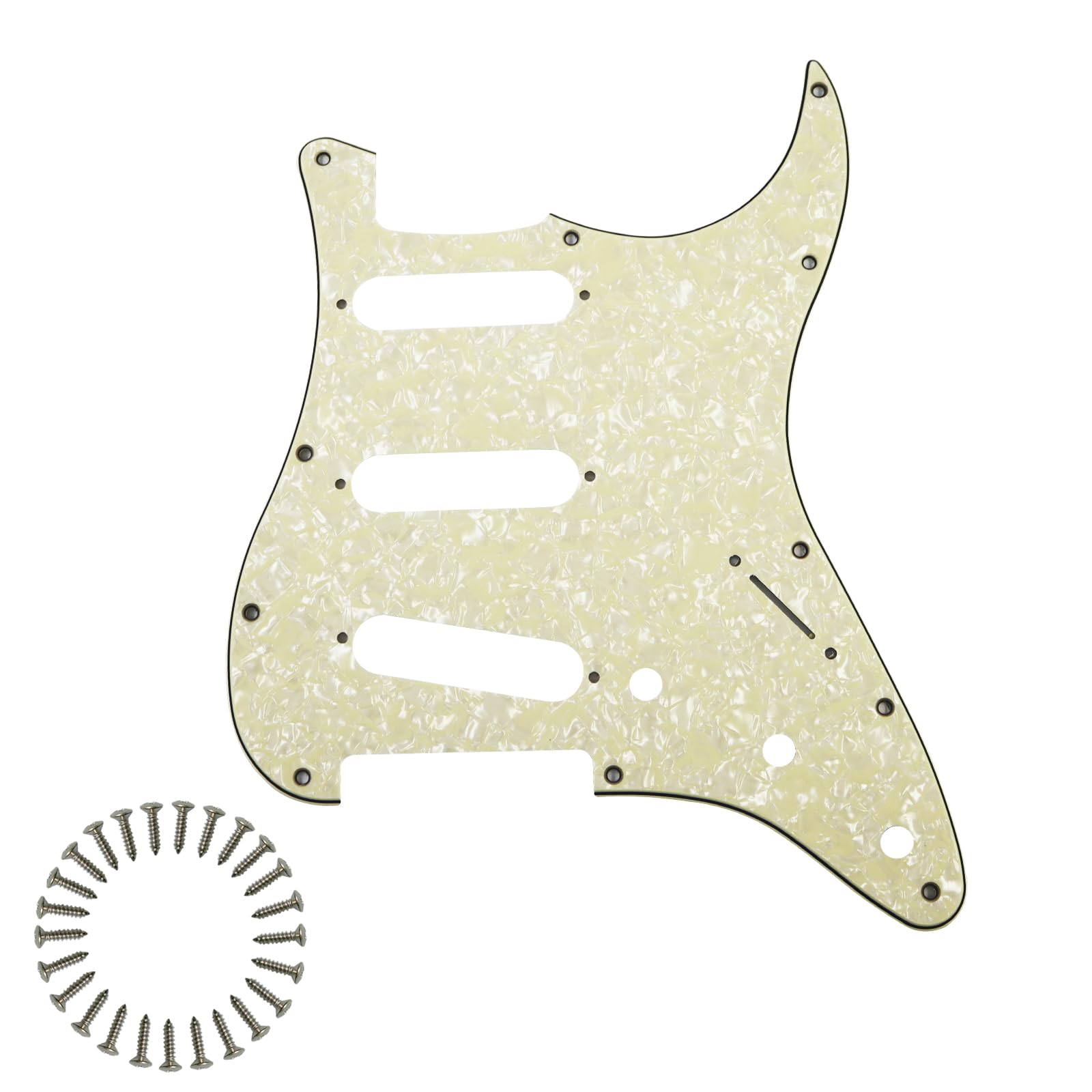 SSS 11-Hole Strat Pickguard for Fender Stratocaster,Aged Pearl 4Ply