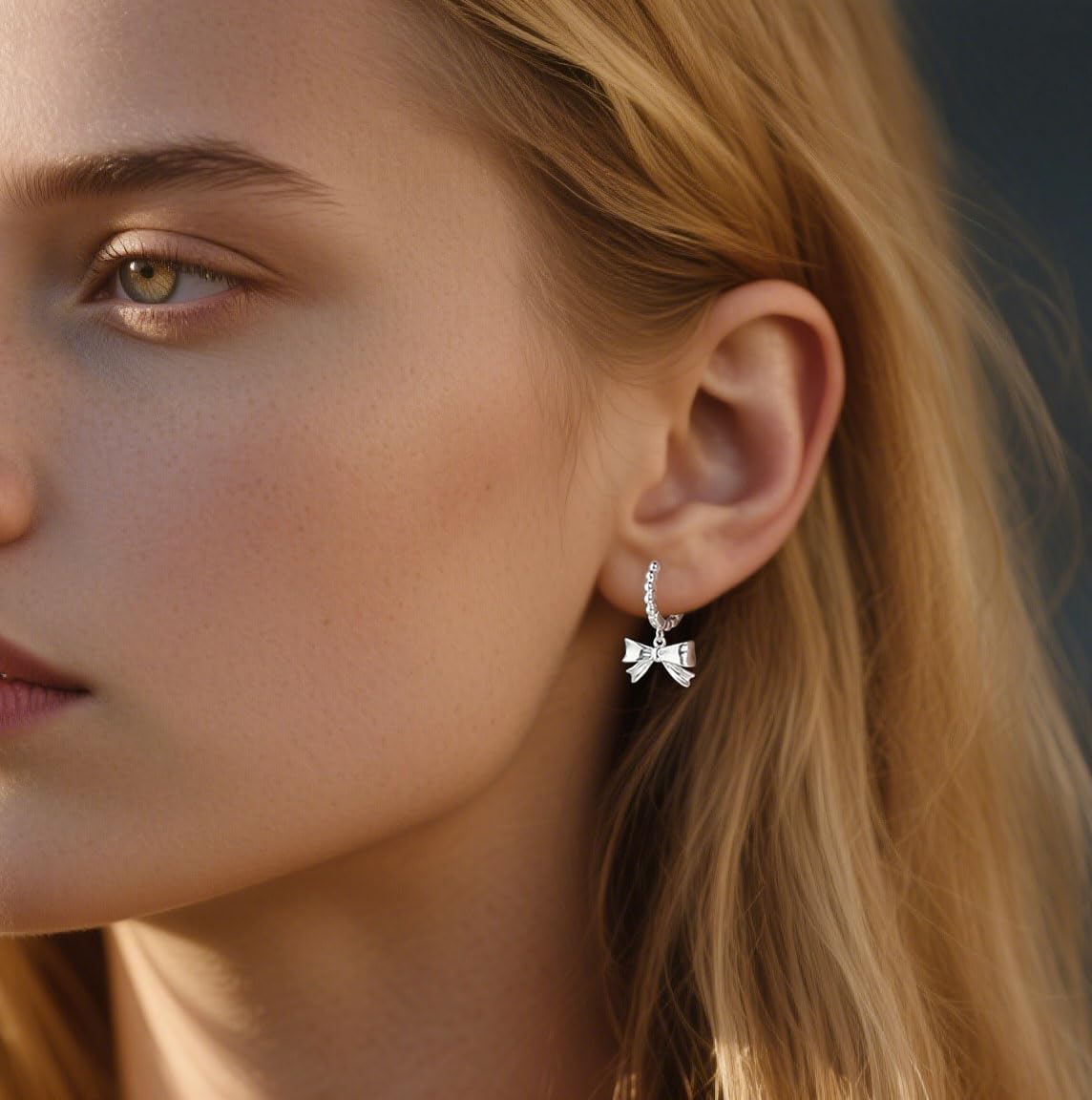 Bow Drop Hoop Earrings for Women Teens 925 Sterling Silver Bow Huggie Earrings Bowknot Hypoallergenic - Image 4