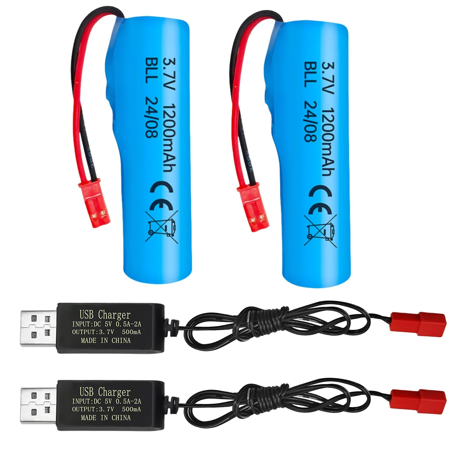 ZYGY 2PCS 3.7V 1200mAh batteria agli ioni di litio con cavo di ricarica USB per HJ819 DE819 RC barca Huina 1337 1338 1516 1517 RC ingegneria veicolo RC auto giocattolo Batteria