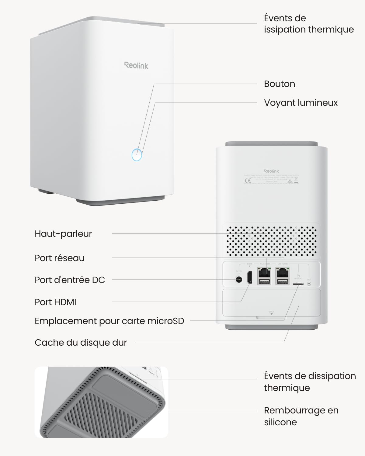 Reolink WiFi 6 Home Hub Pro, chiffrement AES-128, Enregistrement 24/7 | Prend en charge jusqu'à 3,5" 16 To HDD (non inclus), enregistrement 24h/24, 7j/7, support multi-appareils