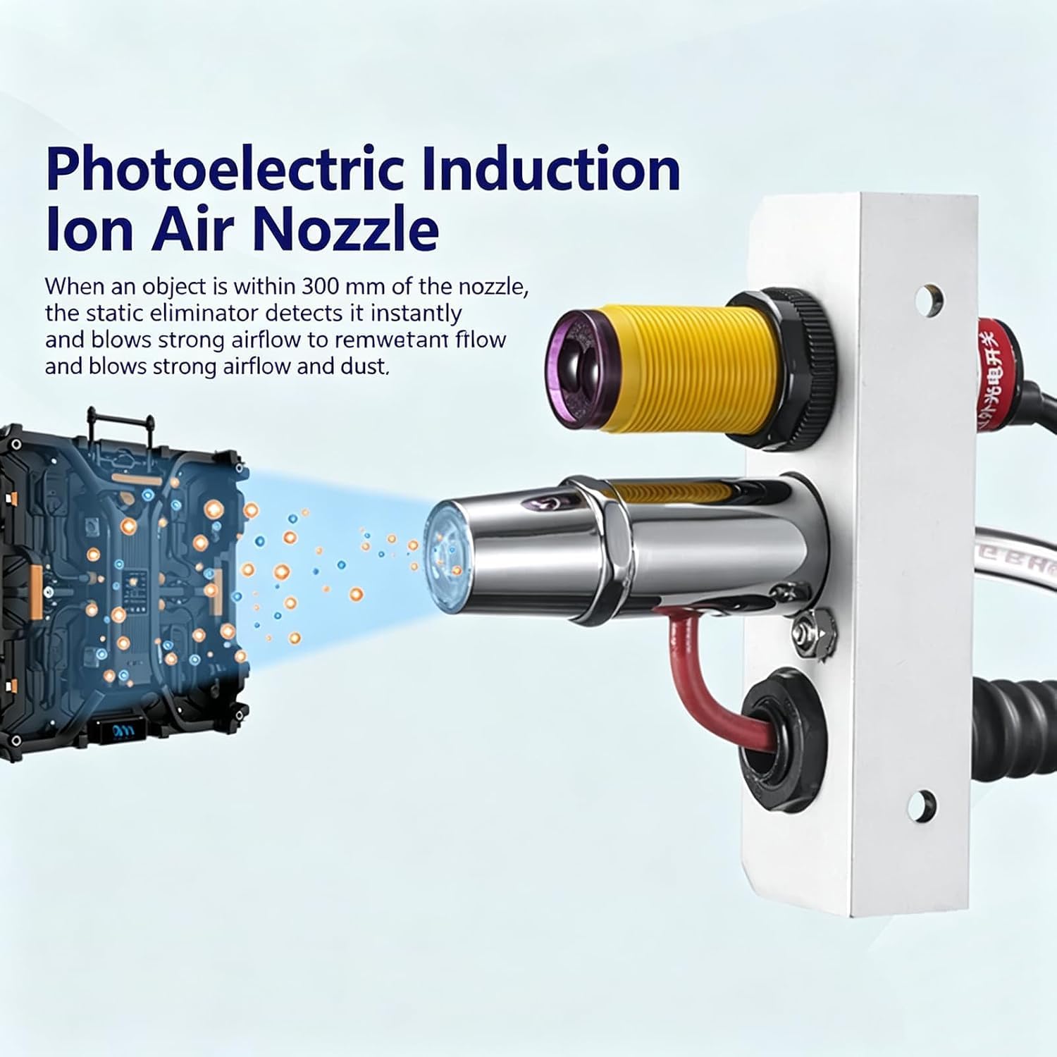 Pistola Ad Aria Ionizzante, Eliminatore Di Carica Statica, Con Generatore Ad Alta Tensione Da 4,6 Kv, Distanza Di Rilevamento Regolabile Da 10 A 30 Cm, Rimozione Efficiente Della Polvere, Per La