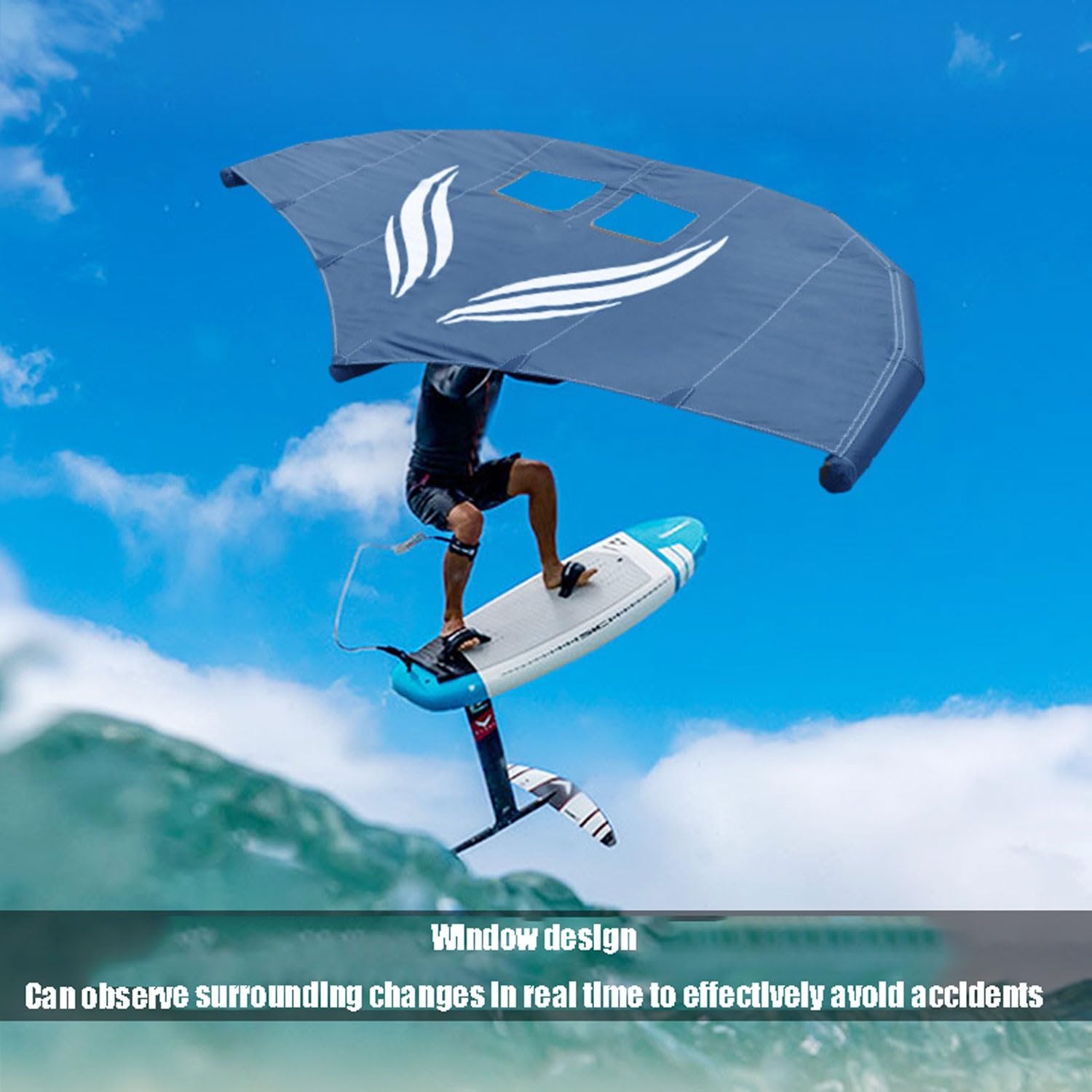 Kitesurfen Drachen 5m² Folienfenster mit zwei Airbags für Hand-Surfboarding und Outdoor Schnee Ski Surfen