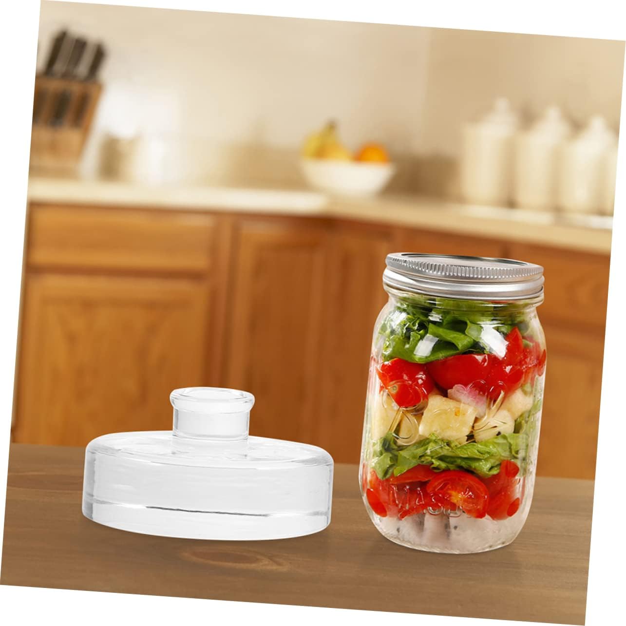 4Pcs Glass Weights for Wide Mouth Mason Jars Compact Pickle Lids for Fermenting Kitchen Supply for Easy Storage and Use