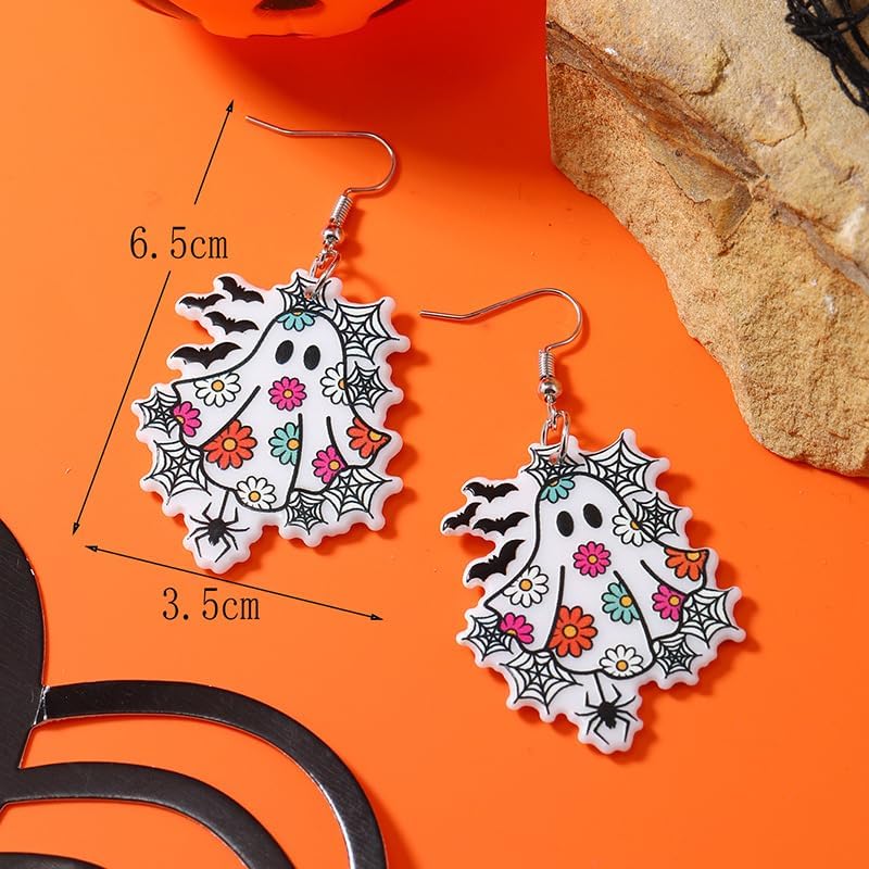 ONLYJUMP Halloween Ghost Earring for Women Unique Black Cat Pumpkin Coffin Earring Funny Cartoon Cow Ghost Earrings Lightweight Trendy Pumpkin Skeleton Earrings Halloween Theme Party Gifts - Image 7