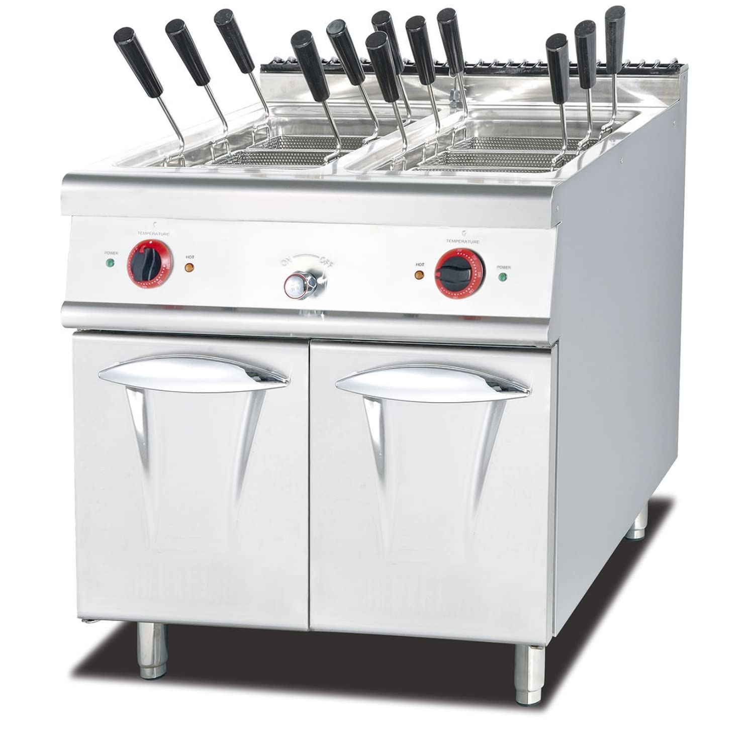 Ristoattrezzature Cuocipasta Elettrico su Vano Chiuso - Acciaio Inox - 2 vasche - Capacità di 24+24 litri S/70-80x70 cm
