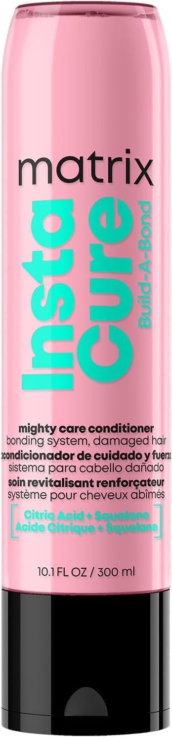 Instacure Build-A-Bond Mighty Care Conditioner - Bond Repair For Very Damaged Hair, Strengthens, Smooths & Softens with Citric Acid & Squalane, Detangles & Adds Shine, Sulfate & Paraben-Free
