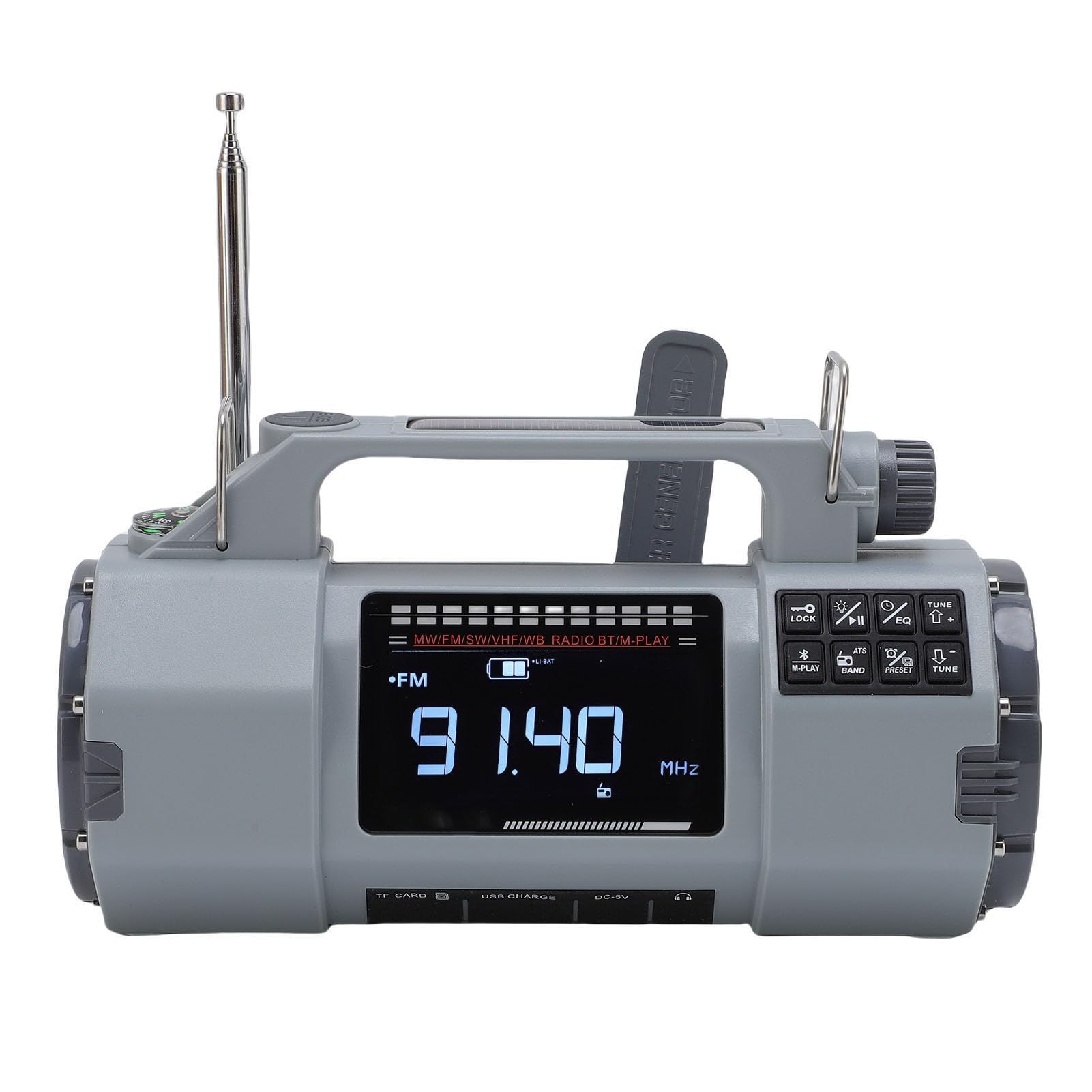 Annadue Radio z korbką awaryjną, FM MW SW VHF WB, Przenośne Radio z korbką Zasilane energią słoneczną, z Alarmem SOS, latarką, do Biwakowania, Wewnątrz i na Zewnątrz