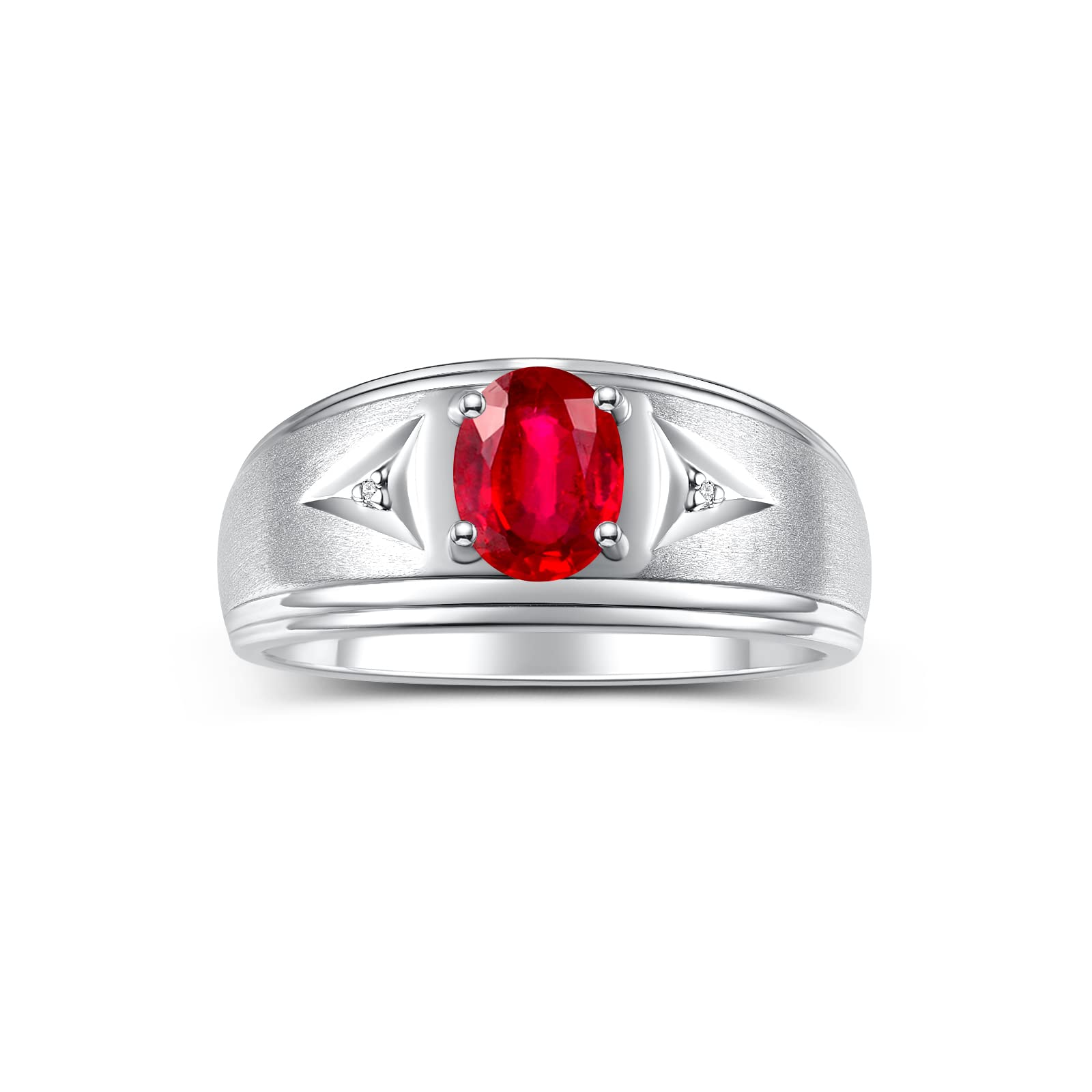 Rylos Men's Rings Classic Design 8X6MM Oval Gemstone &amp; Sparkling Diamond Ring - Color Stone Birthstone Rings for Men, Sterling Silver Rings in Sizes 8-13. Elevate Your Style with Timeless Elegance!