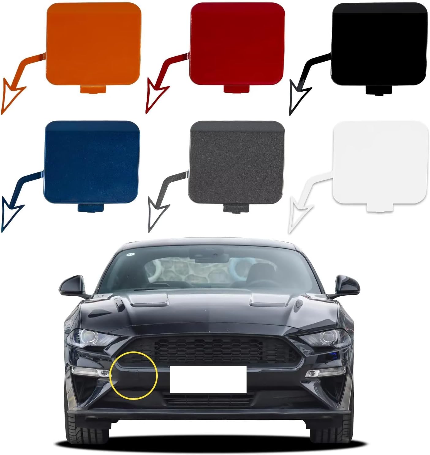 Car Front Bumper Tow Hook Cover Compatible with Ford Mustang 2018 2019 2020 JR3Z-17E811-A Small Lid Towing Eye Cap Phantom Gray