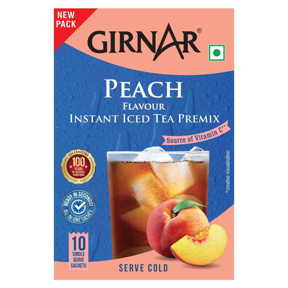 Girnar Instant Premix Iced Tea - Peach Flavour (10 Sachets) - Image 4 thumbnail