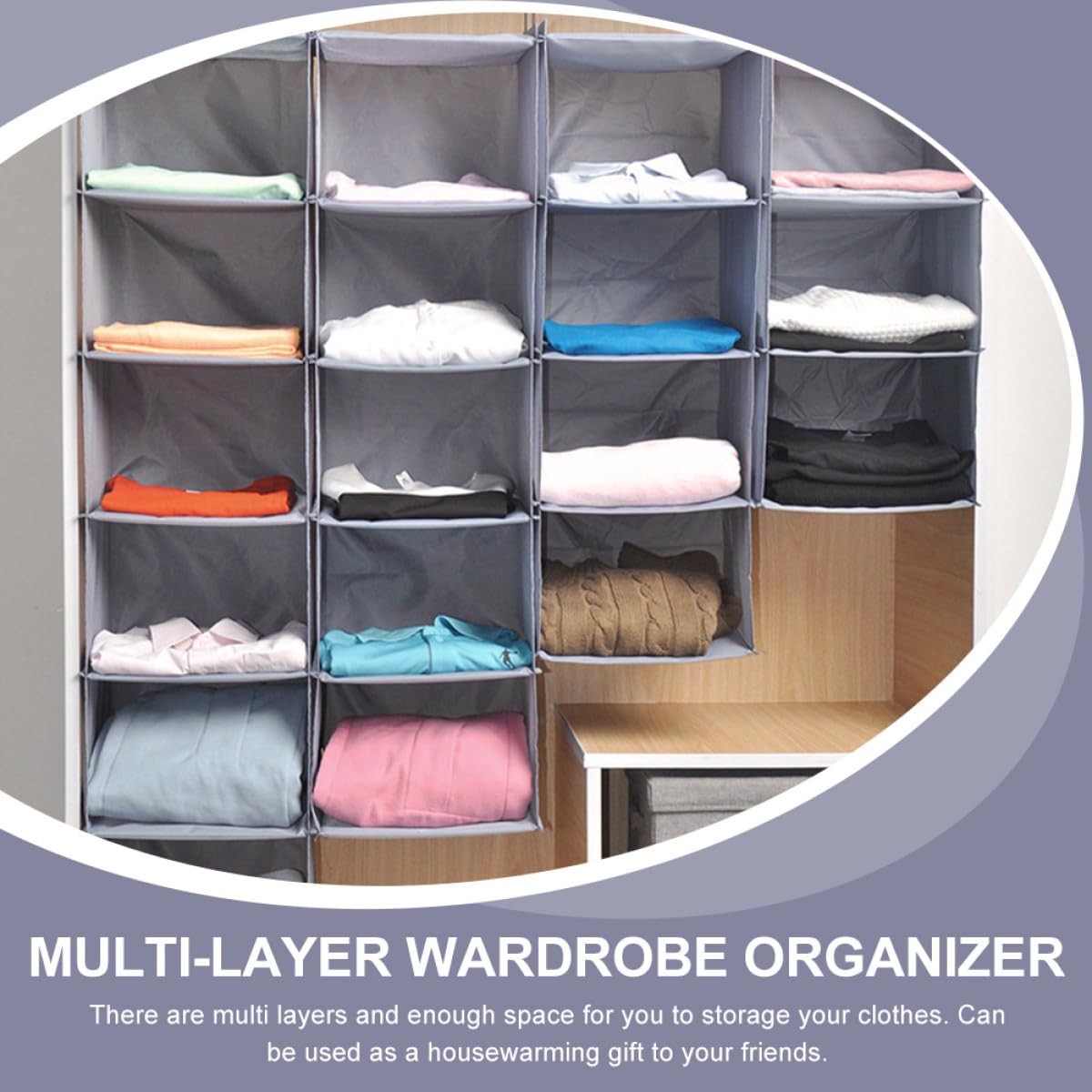 PACKOVE Organisateur de Vêtements pour Armoire à Linge Suspendu 4 Couches en Polyester Grosse Capacité Facile à Installer Ranger pour Placard