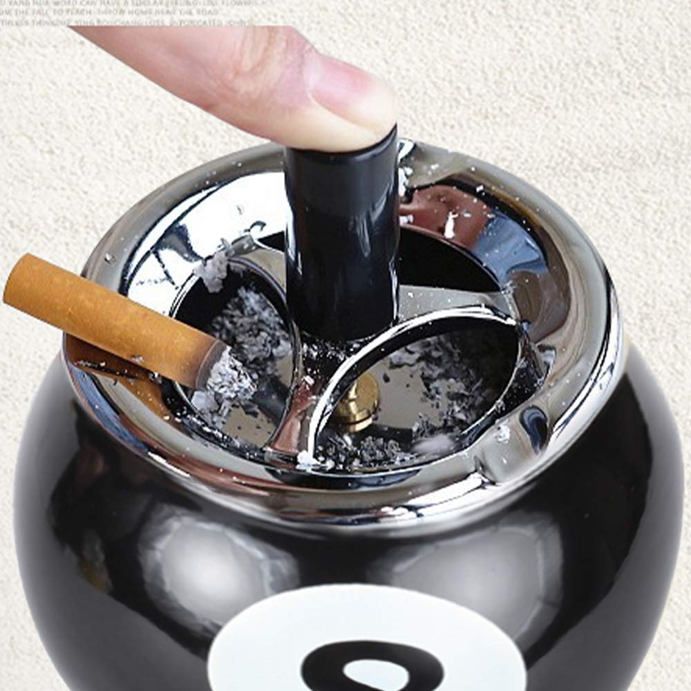 Dosela Creative Cigarette Ashtray No.8 Billiards Ball Ashtray Metal Smoking  AshTray with Push-on rotary cover for Indoor or Outdoor Use : Amazon.ae:  Health