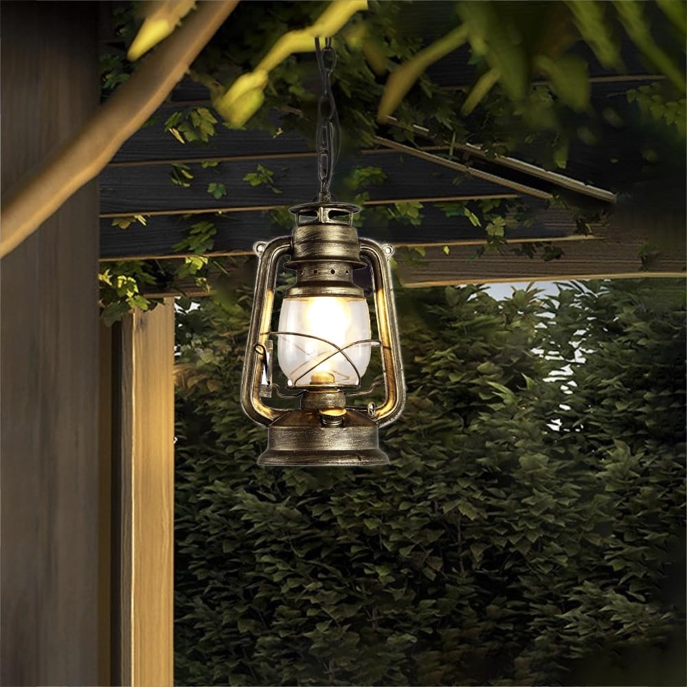 XINYASEE Lampade a sospensione per esterni, lampada vintage impermeabile, lampada a sospensione per giardino, lampada per gazebo, resistente alla pioggia, grado IP44, base a vite E27