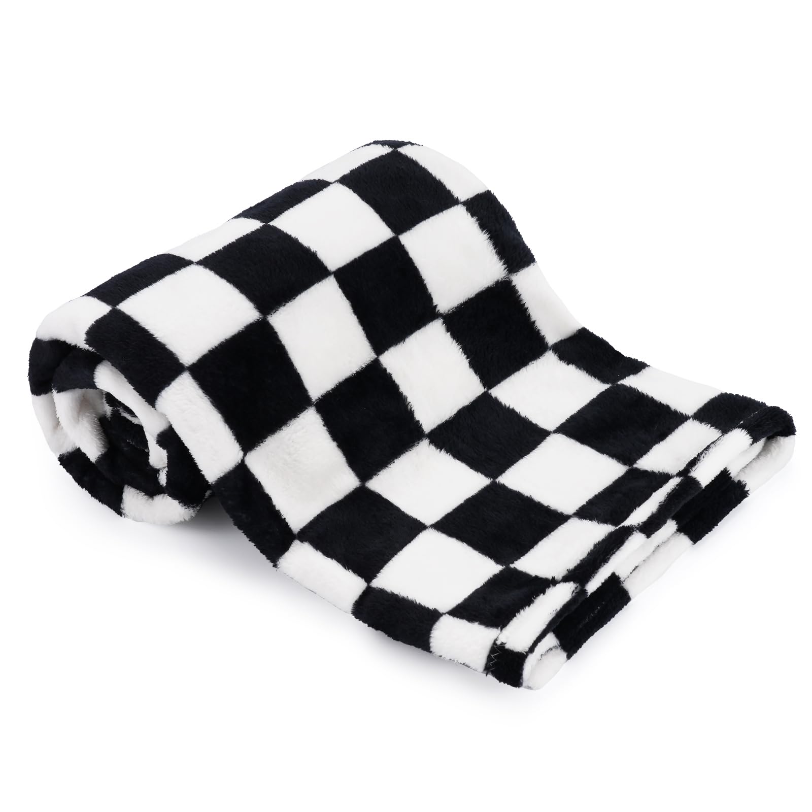 Greatbba Men's Black&White Plush Checkered Baby Blanket For Boys Girls Nursery, 30"*40" Warm Short Fleece Blanket Neutral For Infant Newborn, Small Fuzzy Blanket For Sleeping, Chenille Baby Blanket For Stroller (Black&White)