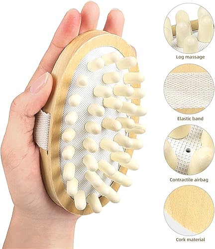 Miniatura 2 de ZEPOHCK Cepillo de masaje corporal de madera natural, masajeador de mano, reducción de celulitis, cepillo de masaje de drenaje linfático, masajeador