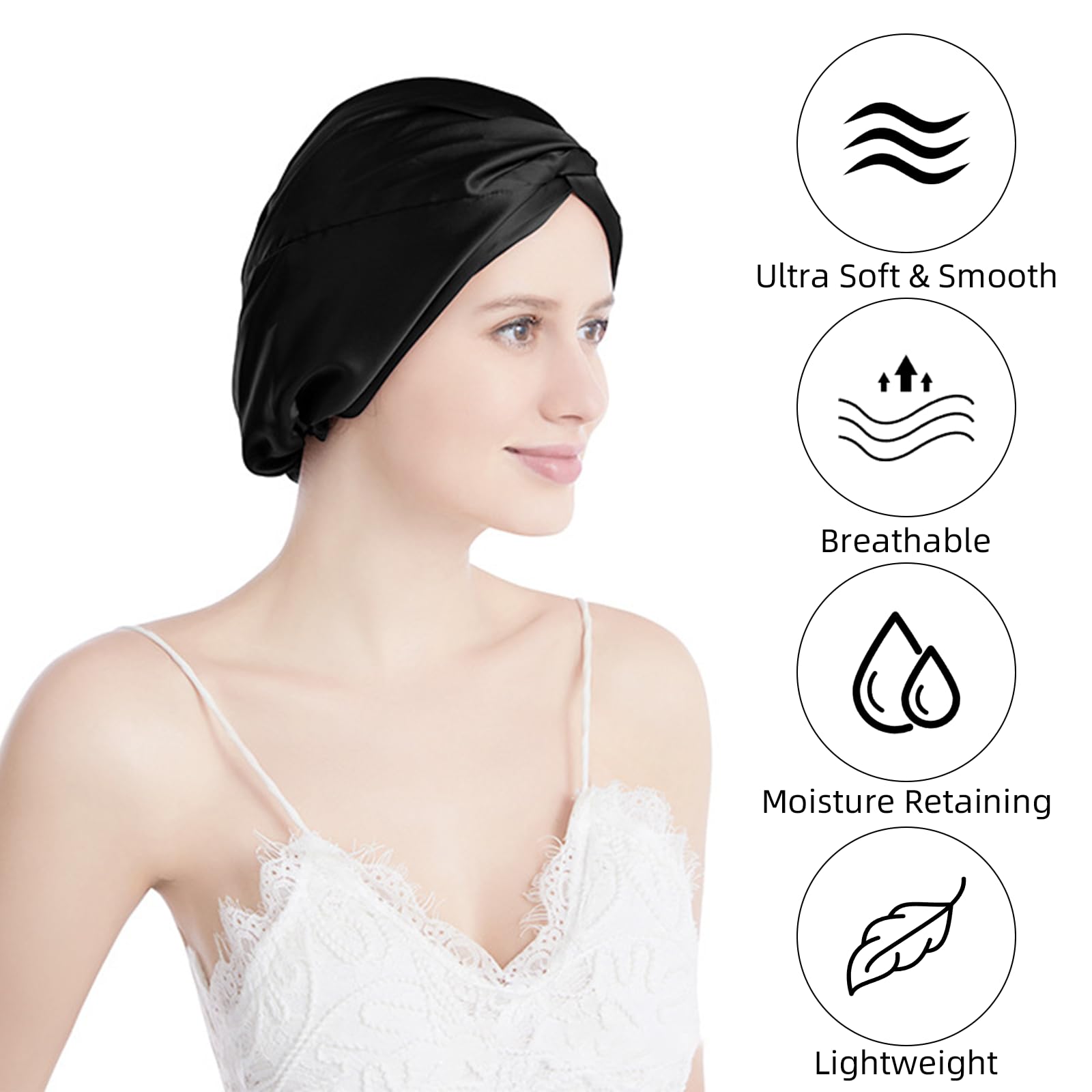 Acpetdr Silk Bonnet Satin Bonnet Night Sleep Turban Silk Hair Wrap Sleep Cap Head Cover Sleeping Hat for Sleeping Soft Adjustable Cap - Image 3