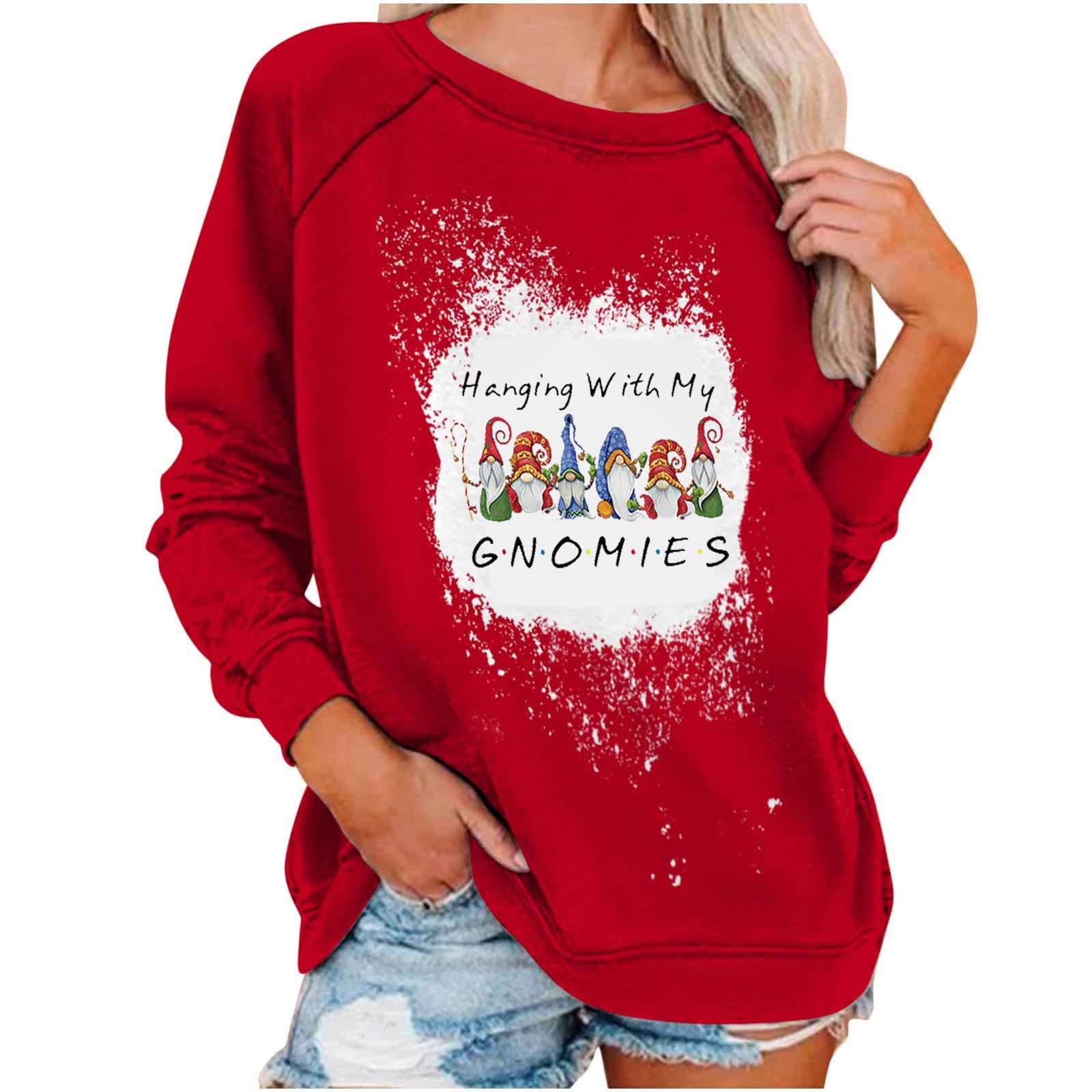 Christmas Sweatshirt for Women Xmas Dwarf Graphic Casual Long Sleeve Crewneck Tops Loose Trendy Tunic Pullover Blouse