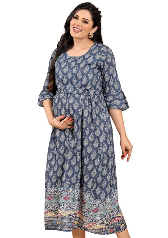 Image of RITIJYA Zipless Feeding Kurtis & Dresses for Women | Zipless Maternity Wear Gown Pregnancy Dress for Nursing Mothers | Viscose Rayon | Stylish & Comfortable | S to 4XL | Washable & Durable