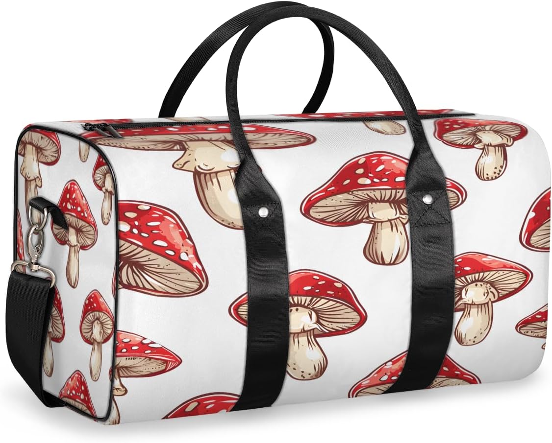 Watercolour Mushrooms Travel Duffel Bag for Women Men Large Capacity Overnight Weekender Bags for Lightweight Waterproof Sport Gym Bag for Workout Yoga Swim