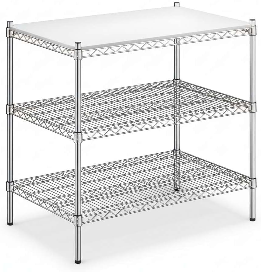 24" D x 36" W x 34" H NSF Chrome Wire Shelving - 3 Tier Heavy Duty Adjustable Commercial Storage Rack