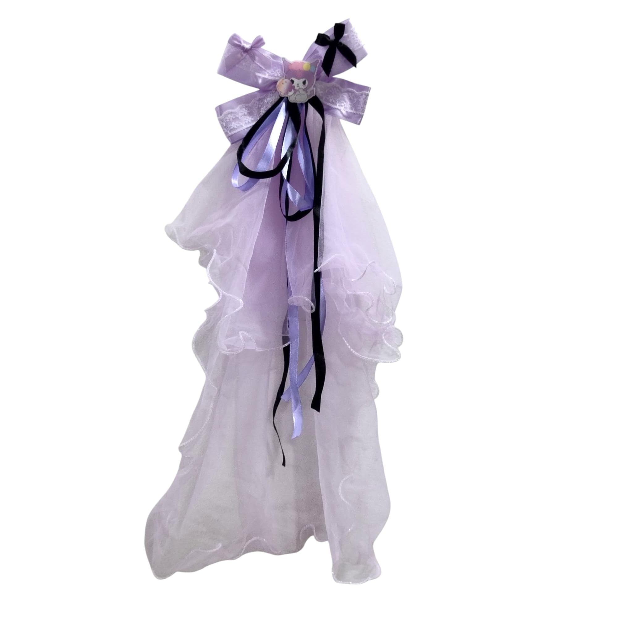 LIGHTER HOUSE Cutest KUROOMI Decorative Hair Clip, Purple Bow Design with Tulle, Pack of 1-image-5