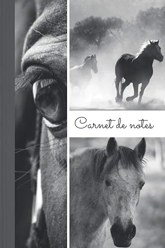 Carnet de note: photos de chevaux en noir et blanc | Intérieur ligné pour prise de note facile, avec motifs cheval ( carnet de note ligné avec motifs cheval )