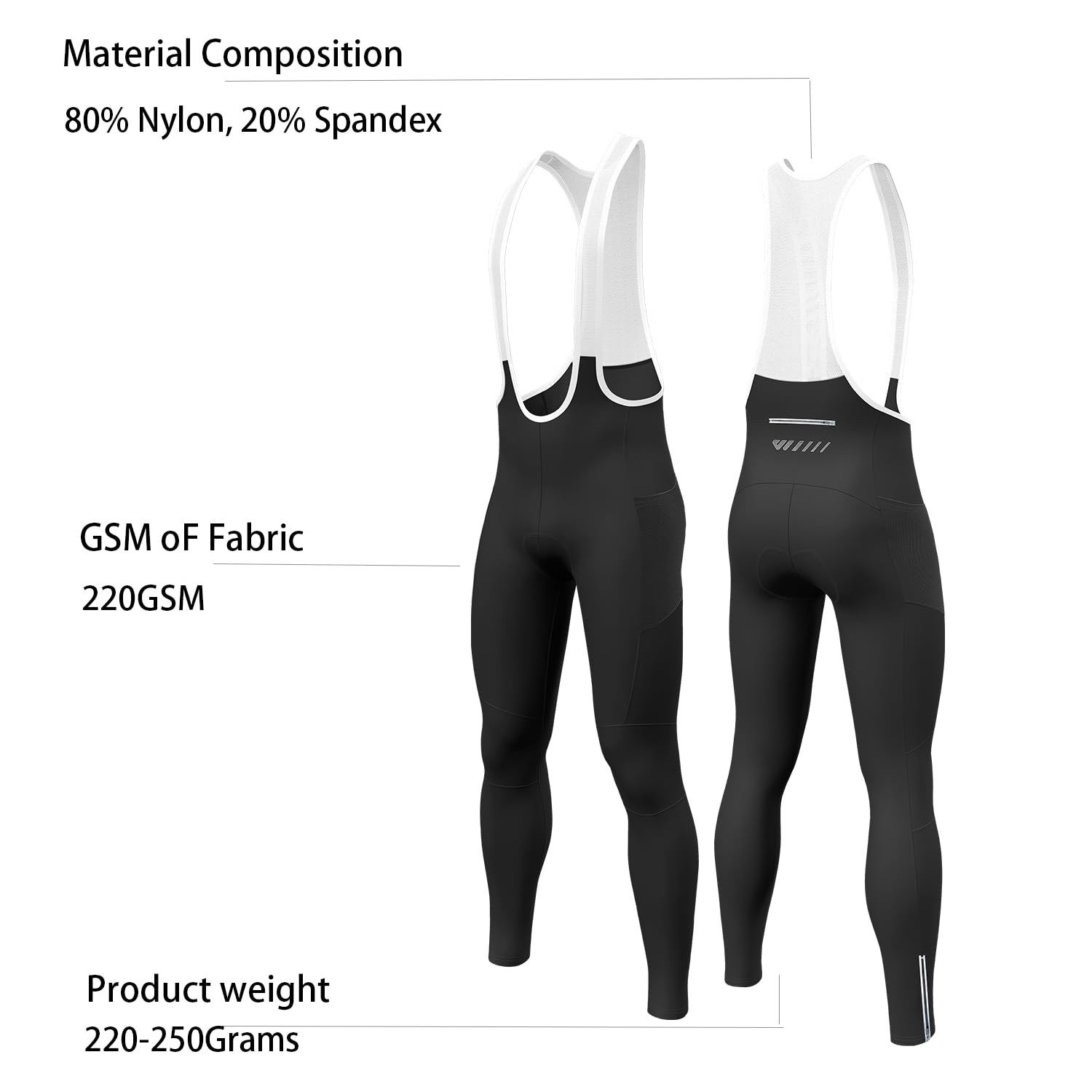 Log.as Pantalones largos de ciclismo para hombre, acolchados, con tirantes, para invierno, elásticos, resistentes al viento, transpirables, de secado rápido, con bolsillos