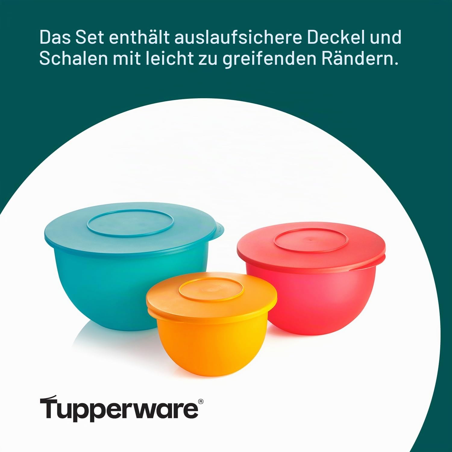 Tupperware Impressions Klassisches Frischhalteset mit 3 Schüsseln, mehrfarbig, spülmaschinenfest und BPA-frei (3 Behälter, 3 Deckel)