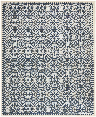 Safavieh Cambridge Collection Area Rug - 8' X 10', Navy Blue & Ivory, Handmade Moroccan Wool, Ideal For High Traffic Areas In Living Room, Bedroom (Cam123G) #TOP2