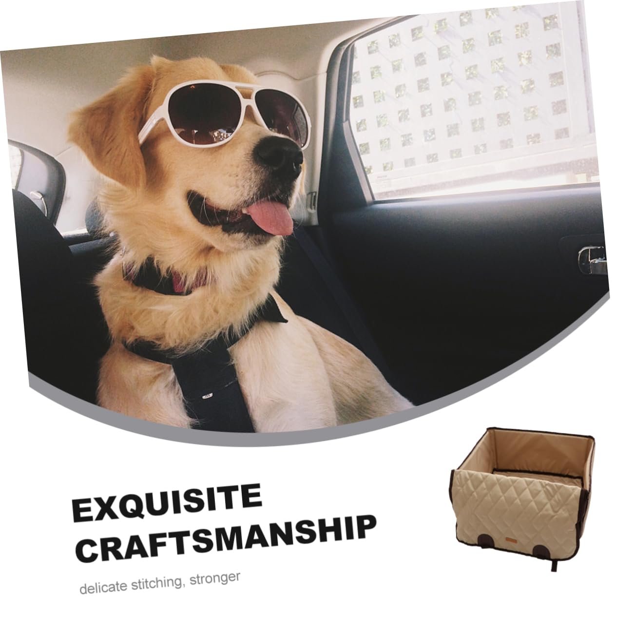 FRCOLOR Cojín para Asiento de Coche para Perros y Gatos Beige