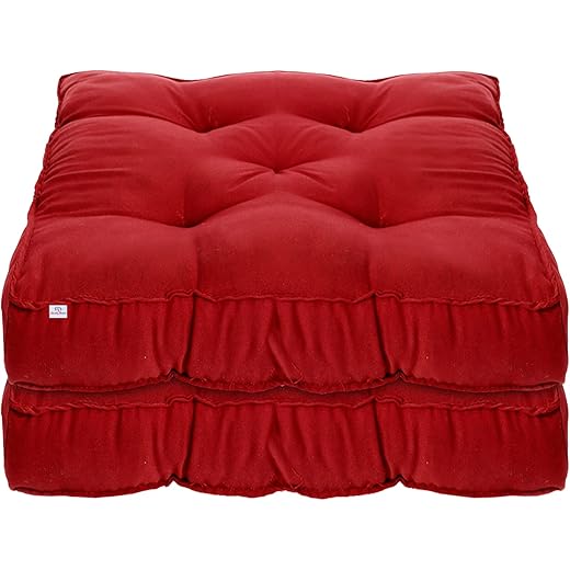 Heart Home Microfiber Chair Pad Cushion Pack of 2