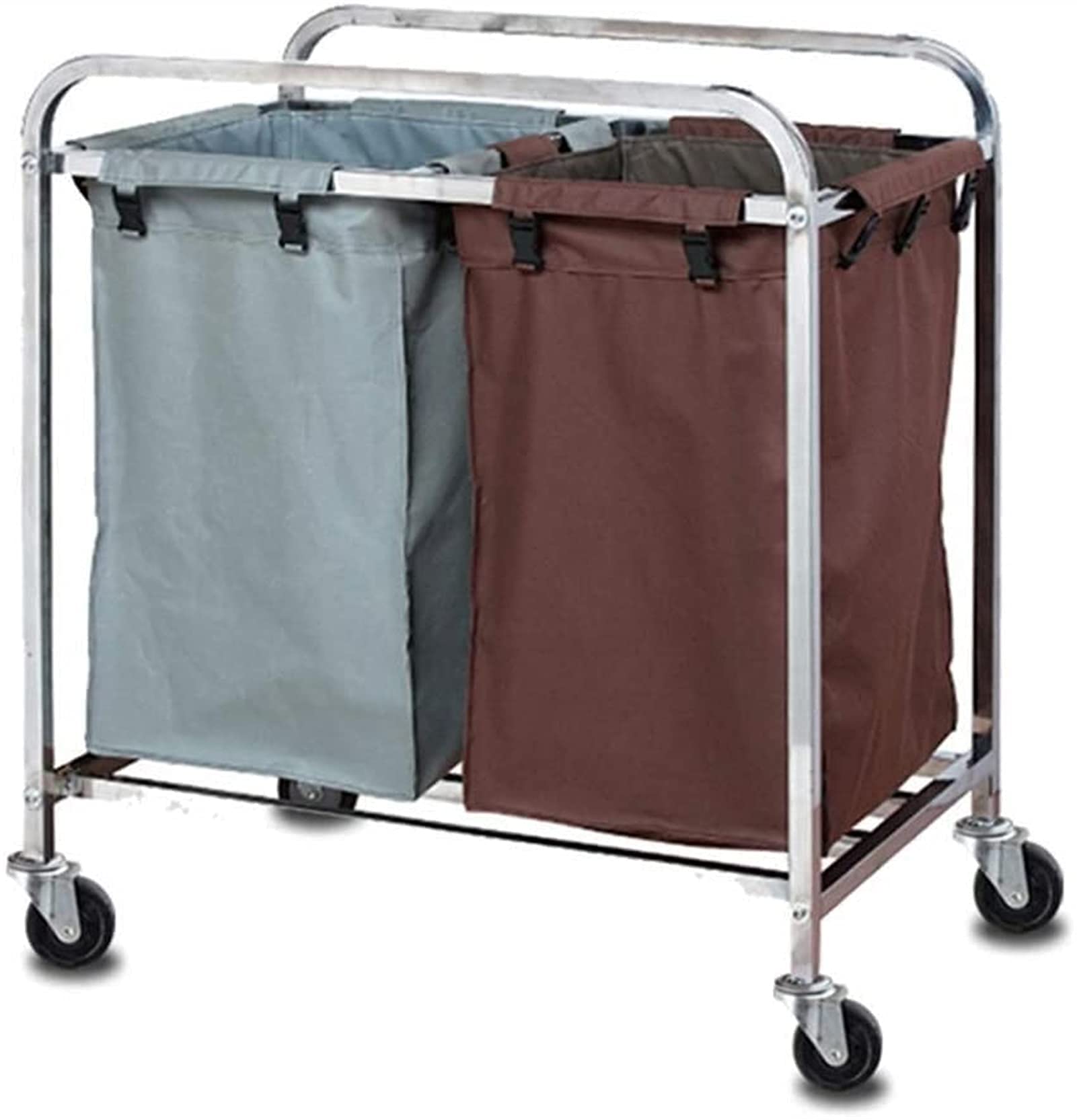 Laundry Sorter Cart Laundry Sorter Trolley Cart with 2 Durable Detachable Fabric Bags 4 Metal Casters Laundry Sorter