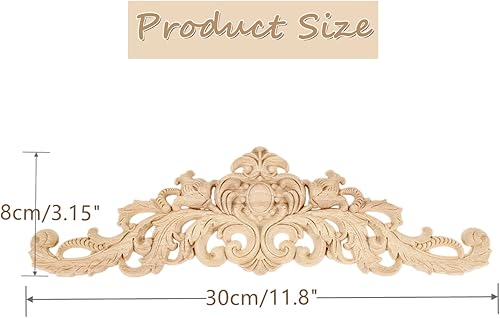 Miniatura 2 de MUXSAM Juego de 4 calcomanías decorativas de tallado en madera larga sin pintar, para pared, puerta, armario, armario, tocador, mantel, escalera,