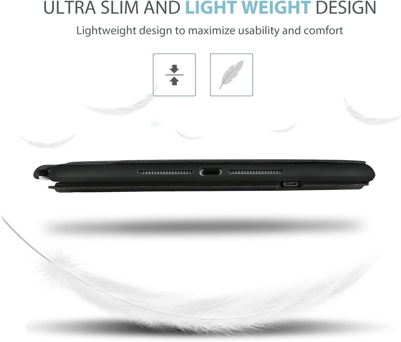 ProCase Keyboard Case for iPad Air 10.5" (3rd Gen) 2019 / iPad Pro 10.5 2017 with Built-in Apple Pencil Holder, Slim Lightweight Folio Stand Protective Smart Cover with Wireless Keyboard -Black