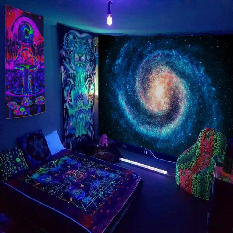 Uspring Arazzo Da Parete Trippy Con Teschio - Stile Gotico Hippie, UV, 150x210 Cm, Scheletro E Occhi, Per Camera Da Letto, Decorazione Psichedelica - 2