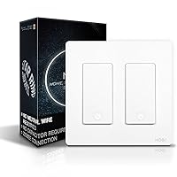 Vista 1 de MOES Zigbee Smart Switch 2 Gang, No Neutral Wire Required, Inteligente Single Pole Light Switches, Compatible with Alexa Google Assistant, Remote