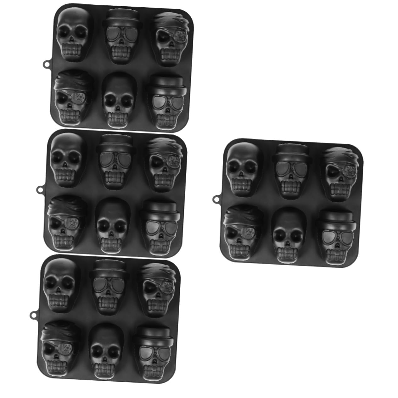 MAGICLULU 4 Piezas Molde De Hielo De Calavera Bandeja De Cubitos De Hielo De Halloween Molde De Chocolate De Halloween Bandeja De Cubitos De Hielo De Calavera Molde De Azúcar Gel De Sílice