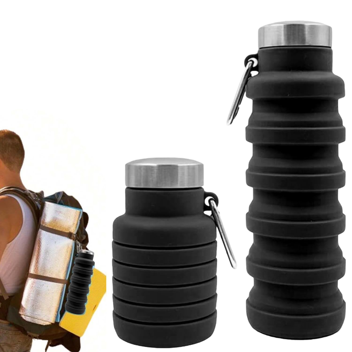 Plurvian Collapsible Water Bottle | BPA-Free, Foldable Travel Water Bottle for Hiking, Camping, and Outdoor Activities