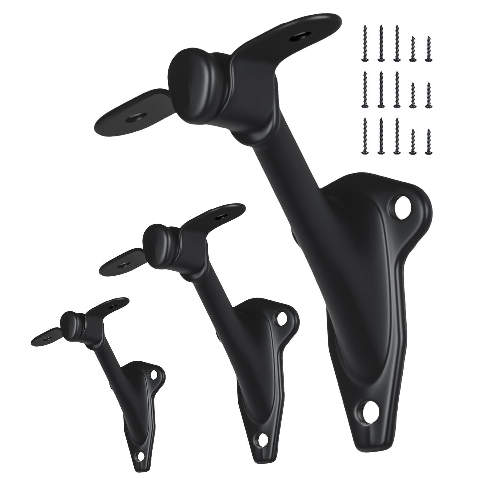 3" Stair Handrail Bracket, Light-Duty Hand Rail Brackets for Stairs, Matte Black Stair Railing Bracket, Banister Brackets for Indoor Stairs,3 Pack,