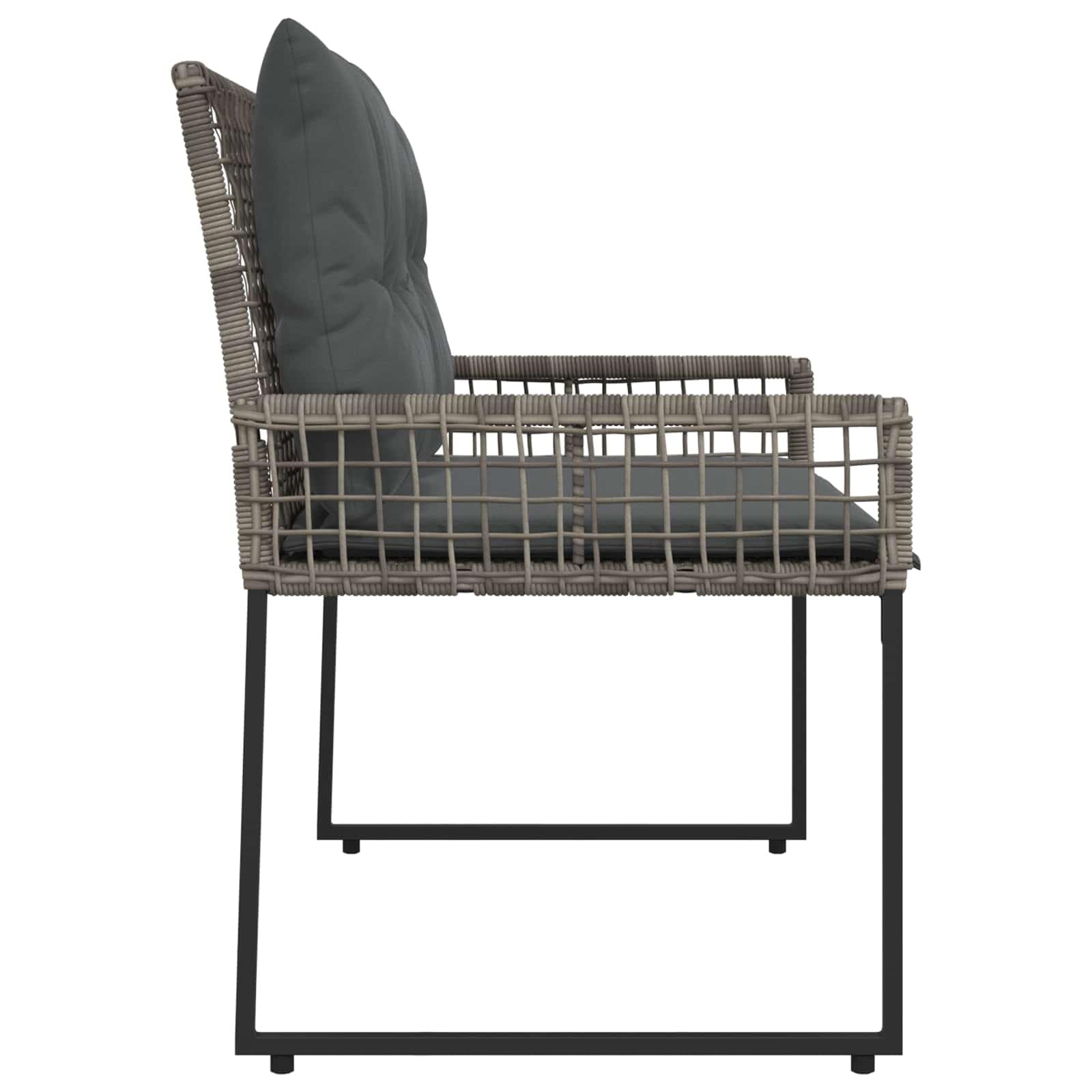 Fengshui Ławka ogrodowa, szara, 118 x 55 x 82 cm, tkanina z polirattanu