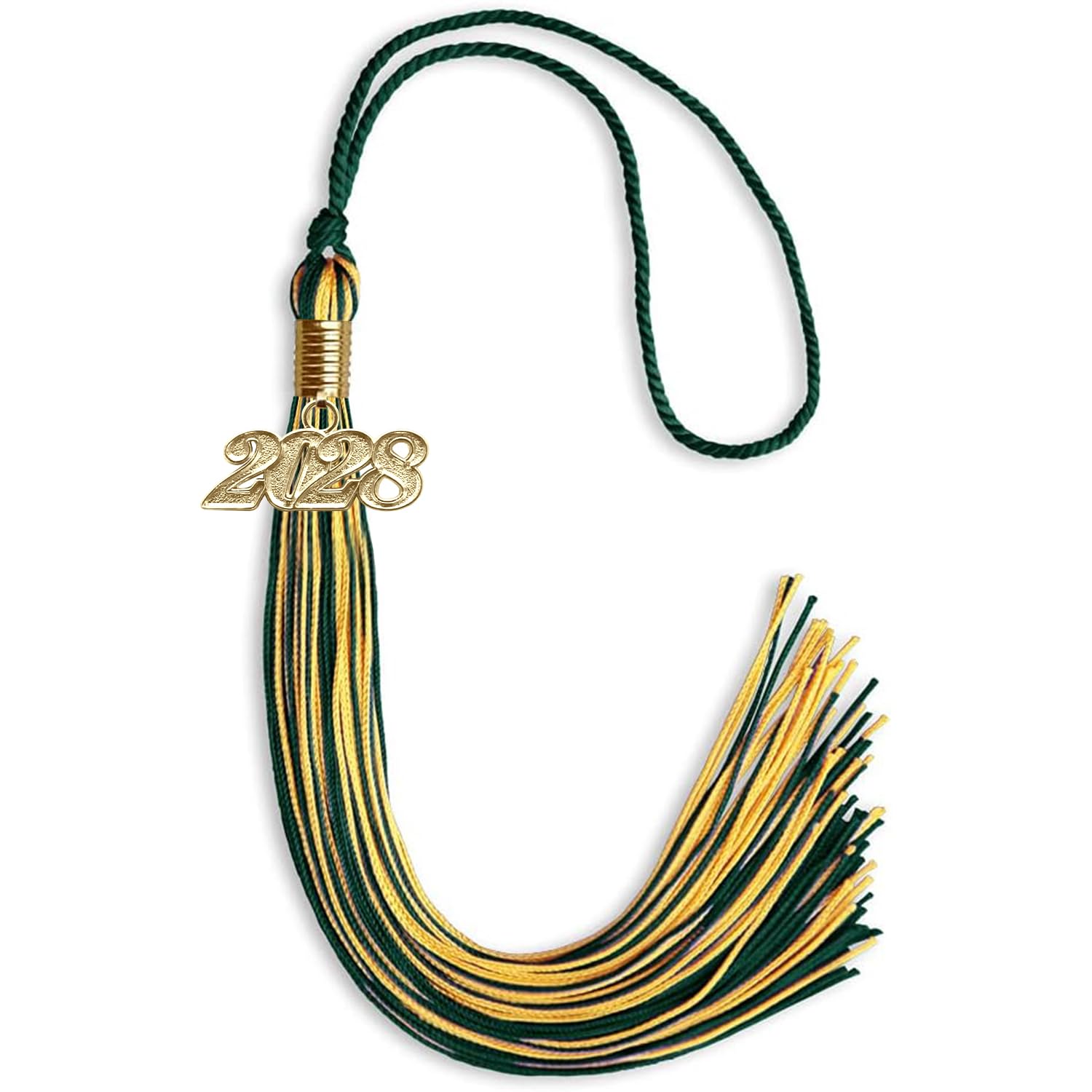 Endea Graduation Mixed Double Color Tassel with Gold Date Drop (Hunter Green/Gold, 2028)