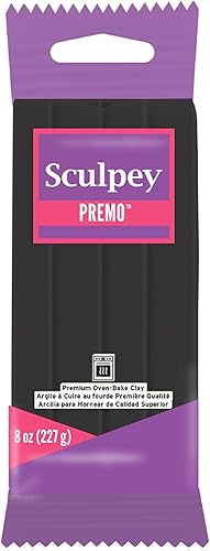 Polyform Sculpey Premo Polímero Horno Horno Arcilla, Negro, No Tóxica, Barra de 8 oz. Ideal para la fabricación de joyas, vacaciones, bricolaje,