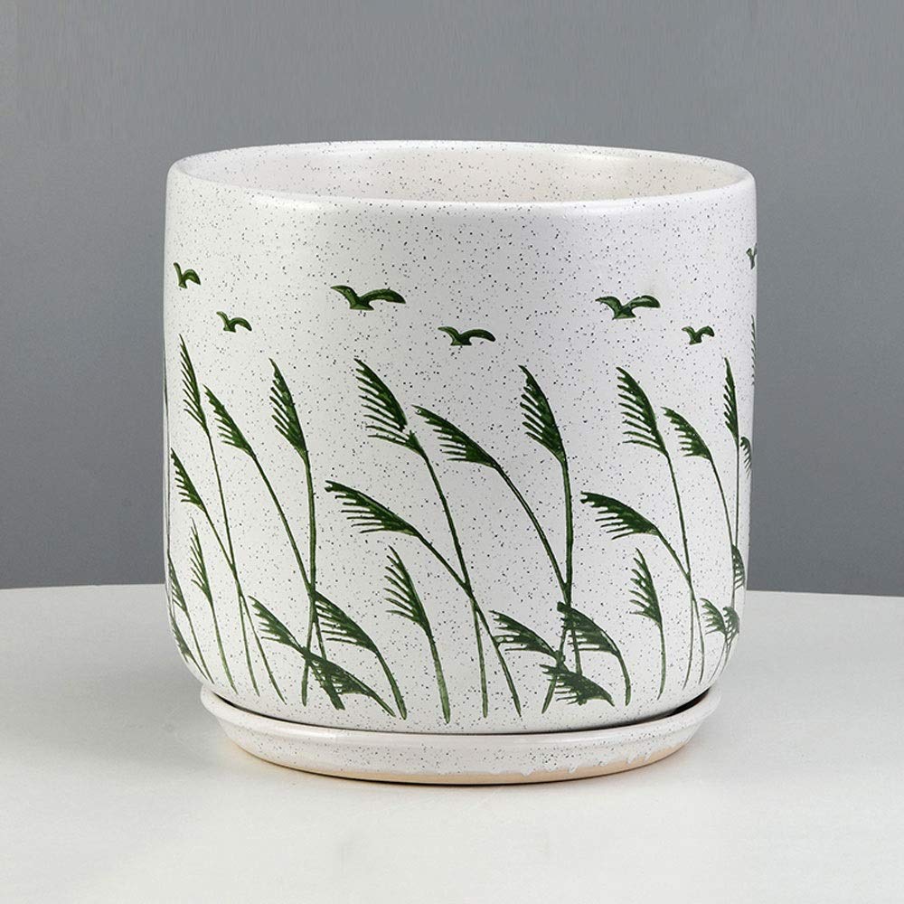 Ceramiczna doniczka na kwiaty kreatywna bardzo duża zielona doniczka na rośliny orchidea bonsai balkon do wewnątrz doniczka na sukulenty z tacą bonsai doniczka na kwiaty zielona roślina stojak na rośliny doniczki