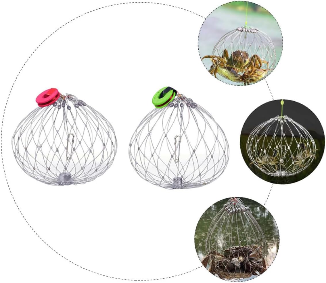 Mikikit 2pcs Crab Cage Fishing Crab Net Catching Cage Catching Tools Blue Trap Wire Trap Key Wire Catcher Nets Crabbing Light Weight Mesh Steel