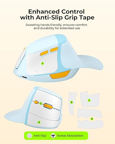 Miniatura 7 de seenda Ratón ergonómico recargable, conexión multidispositivo (2.4G y tipo C, mouse inalámbrico vertical con llave de retorno de escritorio